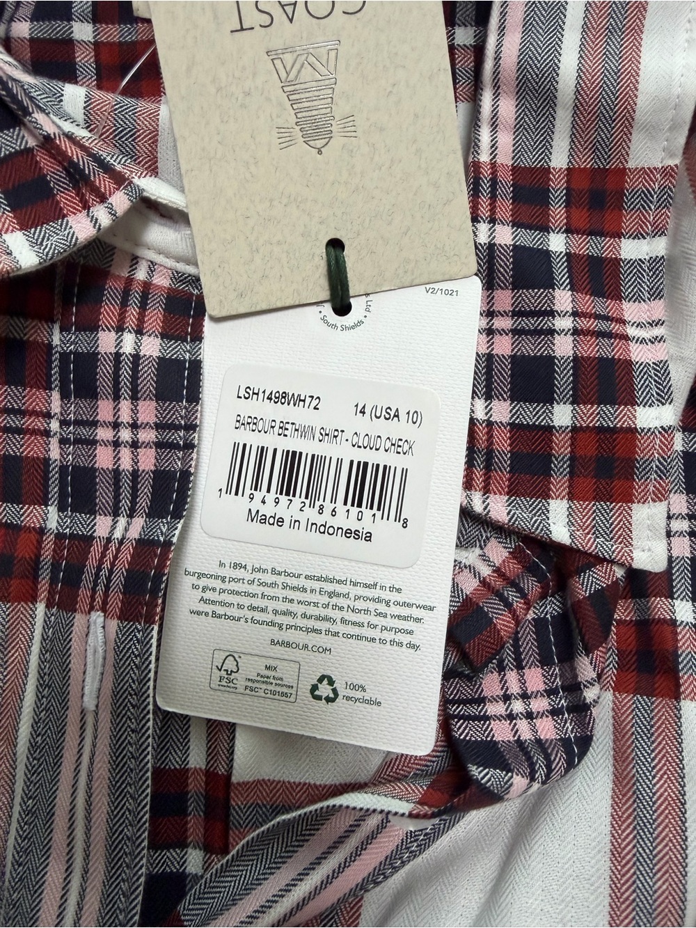 Barbour Bethwin Button Down Plaid Shirt in Cloud Check Brit fall autumn preppy - Picture 4 of 6
